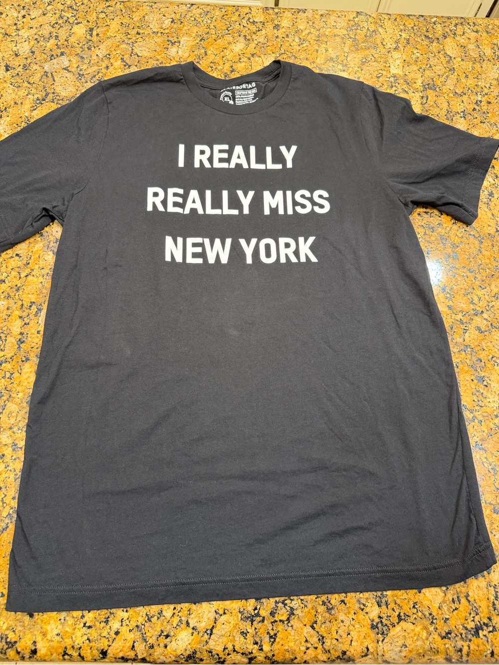 Men's Black Graphic Tee - 'I Really Really Miss New York'